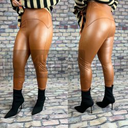   Luna Miele push up magasderekú matt bélelt leggings GG-99955 - barna