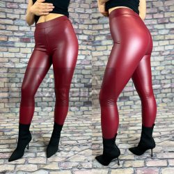 Mirella  bőrhatású bélelt leggings-bordó GG-99936