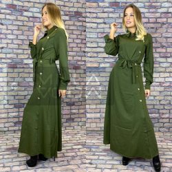 Brenda hátul cippes ruha 3498 -khaki