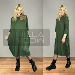 Nikole hosszú ujjú  zsebes basic tunika 557-khaki