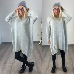   L.A. Essence hosszú oversize kötött pulóver 8222 - szürke