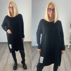   L.A. Essence hosszú oversize kötött pulóver 8222 - fekete