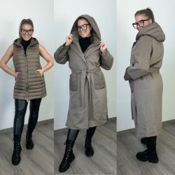   Double Wear Steppelt mellény kapucnis szövet kabáttal 2536-taupe