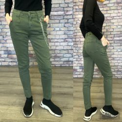   M.B.J. elasztikus regular hight waist farmer nadrág 90939-khaki