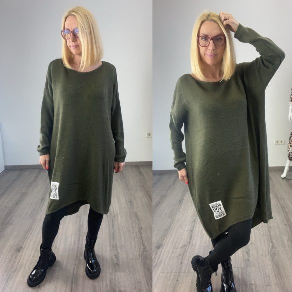 L.A. Essence hosszú oversize kötött pulóver 8222 - khaki