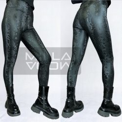   GB elasztikus bőrhatású bélelt piton mintás leggings 3047-fekete