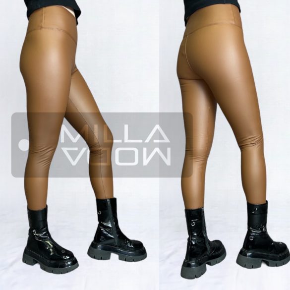 GB elasztikus bőrhatású bélelt leggings 3070-camel